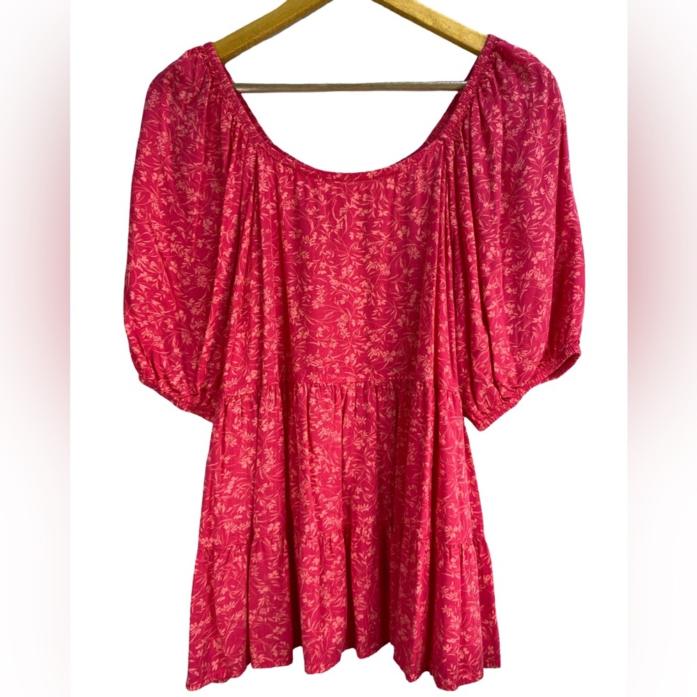 Tara & Skye Tiered Floral Flutter Sleeve Blouse Rose Pink Size‎ 14